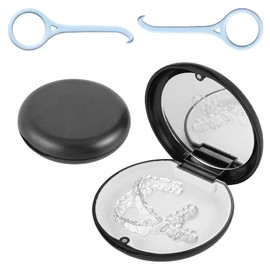 COYUN 1 Stück Zahnspangendose, Gebissdose, Zahnprothesen Behälter, Zahnspangenbox mit 2 Zahnschienen, Prothesenbox für Die Aufbewahrung Von Zahnspangen und Zahnersatz Bei Erwachsenen und Kindern