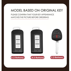 ontto Leather Car Key Fob Cover Keyring fit for Mitsubishi ASX Outlander L200 Eclipse Lancer 10 Pajero Sport Accessories Key Case Keychain Remote Key Holder Protector 3 Buttons Black B