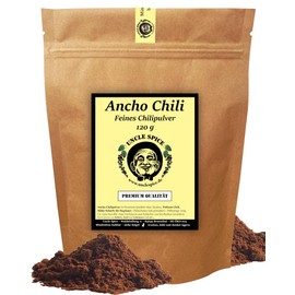 UNCLE SPICE® ANCHO Chilli Powder 120 g - Ancho Chilli Peppers Finely Ground - Poblano Chili - Mild Fruity Tart Chilli Powder in Premium Quality - 1500 Scoville - Slightly Sharp