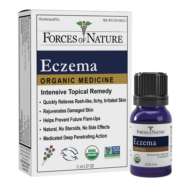 Forces of Nature – Natural, Organic Eczema Care (11ml) Non GMO, No Harmful Chemicals or Steroids –Relieve Dry, Itchy, Red, Irritated Skin while Soothing, Restoring Skin