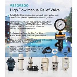 sixcow 98209800 High Flow Manual Relief Valve, Air Relief Manual Valve Assembly with Pressure Gauge, Replacement for Pool and Spa Filter