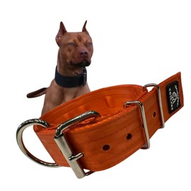 SparkDog Collars Working Dog Collar - 2" 4ply Padded Dog Collar Heavy Duty Stainless Steel Tactical Seatbelt Wide Buckle Collar (Orange 2.0, Large)