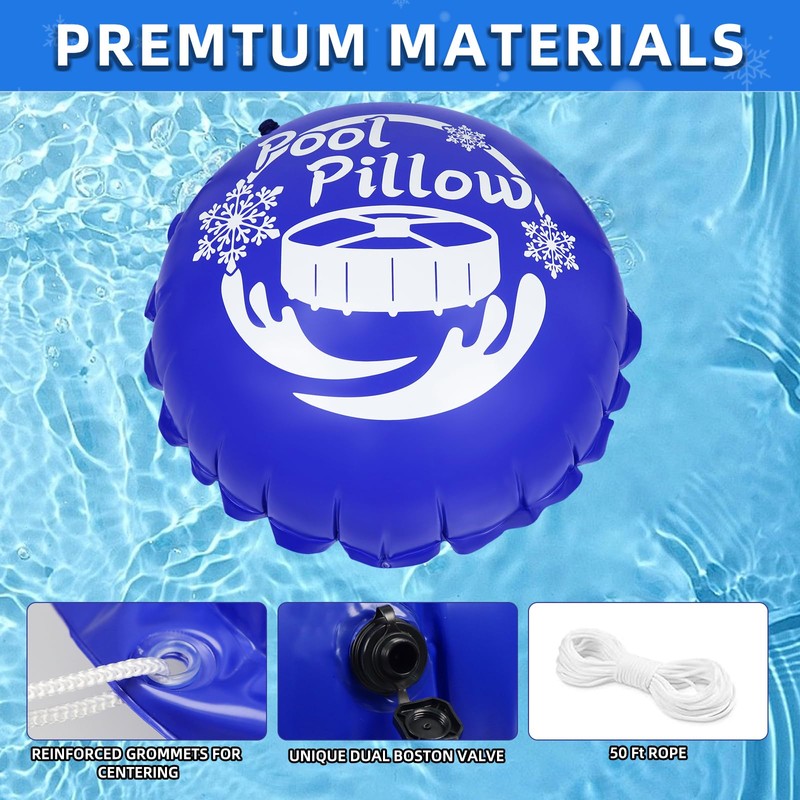 2Pcs 4x4Ft Pool Pillows for Above Ground Pools, 0.4mm PVC