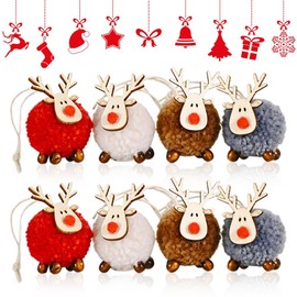 BNGXR Christmas Tree Pendant Christmas Decoration Elk Christmas Tree Decorations Children Christmas Decoration Tree Decoration Reindeer Felt Wood Christmas in Elk Design Small Decorations Plush (Pack