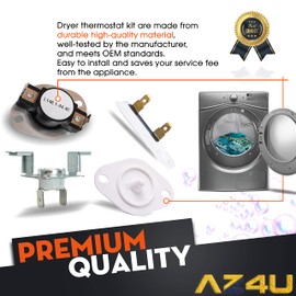 AZ4U 3391913 8318314 3391914 279973 8577274 3392519 Dryer Thermostat and Thermal Cut-Off Fuse Kit Replaces WP3391914 WP8577274 WP3392519 3977395 3404151 For Whirlpool, Maytag, Kenmore, Amana Dryer