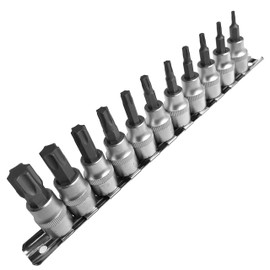 Alkan Socket Spanner Inserts 3/8 Inch Drive T-Profile Socket Bit Set for Internal Torx Screws T10, T15, T20, T25, T27, T30, T40, T45, T50, T55, T60, CV Steel - 11 Pieces