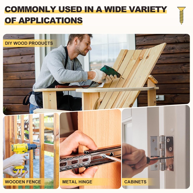 METALLIXITY Countersunk Phillips Wood Screws (#6x1) 50Pcs, Carbon Steel Coarse