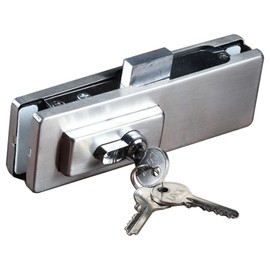 FARFELLNY Glass Door Locks,Frameless Double-Sided Glass Door Lock,Glasss Door Ground Lock with Key,Stainless Steel, for 10-12 mm Thickness Glasss Doors, for Office,Home,Hotel,Apartment,Shop (Silver)