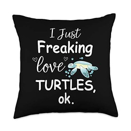Sea Turtle Gifts For Men Women I Just Freaking Love Ok Animal Sea Turtle Lover Gift Throw Pillow, 18x18, Multicolor