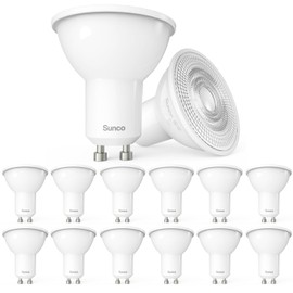 Sunco 12 Pack GU10 LED Bulb, 550LM, 3000K Warm White, 5.5W=50W Equivalent, Dimmable MR16 Bulbs for Recessed, Track Lighting, Spot Lights, Range Hood, 25000 Lifetime Hours, UL