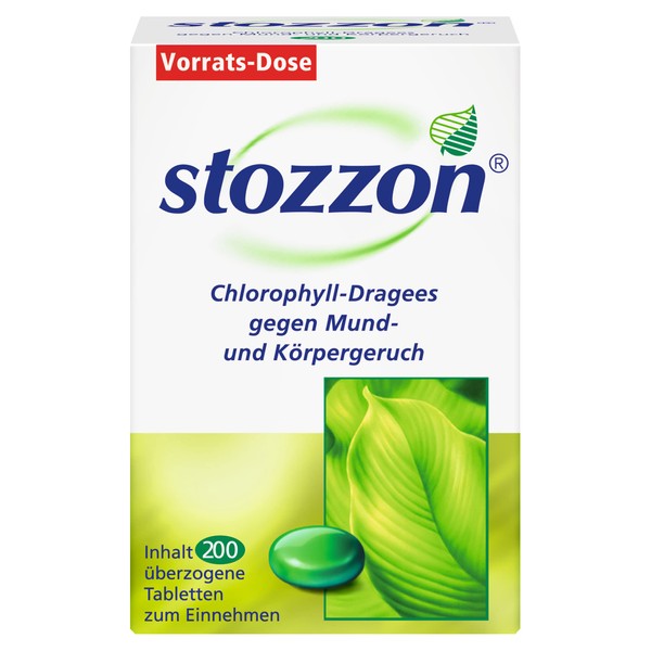 Stozzon Chlorophyll Tablets 20 mg Coated Tablets - Effectively Prevent Bad Breath and Body Odour - 200 Tablets