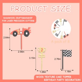 Two Fast Birthday Cupcake Toppers，Boys Racing Theme Party Cupcake Toppers，Checkered Flag Cupcake Picks For Kids Birthday，Race Car Theme 2nd Birthday Party Supplies，Two Fast Second Birthday Decorations