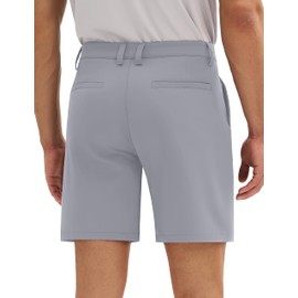 MAGCOMSEN Men's Golf Shorts 7" Quick Dry Lightweight Stretch Casual Shorts with 6 Pockets Dress Work Hiking Light Grey 32