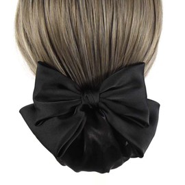 ALLMIRA Ribbon Barrette with Net, Large, Black, Hiding Hair Color, Non-See-through, Chignon Net Cover, Cap, Hair Clip, Buns, Nurse, Hair Bun, Fashionable, Popular, Ceremonial Occasions, Funeral