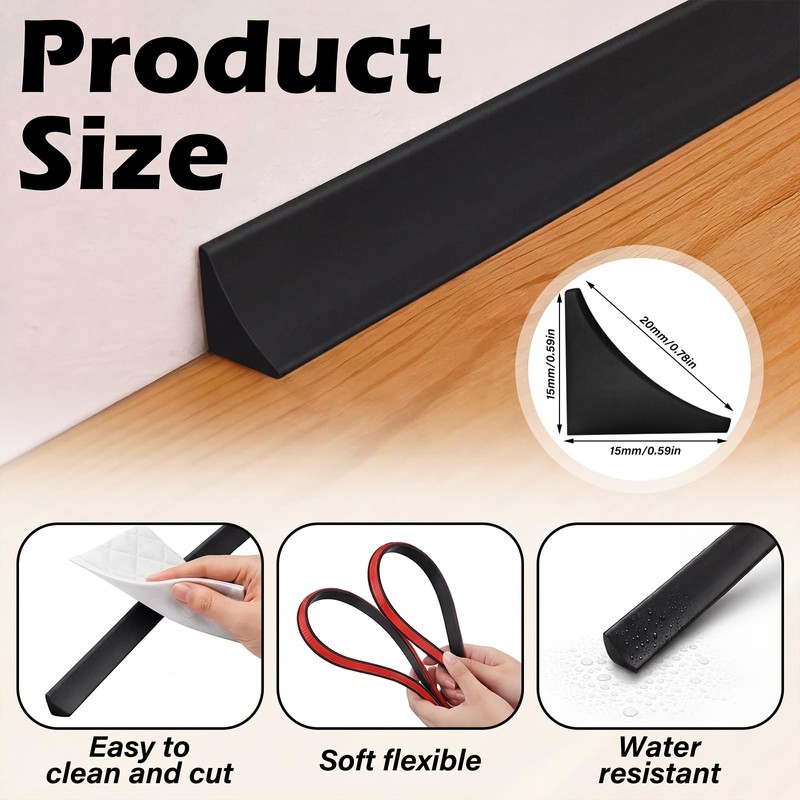 Innconee Flexible Quarter Round Baseboard Molding Trim 0.6 Inch x