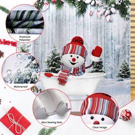 Atwqevon Christmas Shower Curtain, Funny Kids Shower Curtain Set, Shower Curtains for Bathroom, White Shower Curtain Sets, Bathroom Curtains Shower Set for Christmas Bathroom Decor 72"X72"