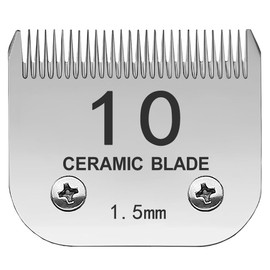 TRAH 10# Blade Dog Grooming Clipper Replacement Blades Compatible with Andis Dog Clippers,Most A5, KM Series Clippers,Detachable Ceramic Blade,Size-10#, 1/16-Inch Cut Length (1.5mm) Silver