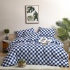 CLOTHKNOW Blue White Plaid Queen Comforter Set 3Pcs Grid Bedding