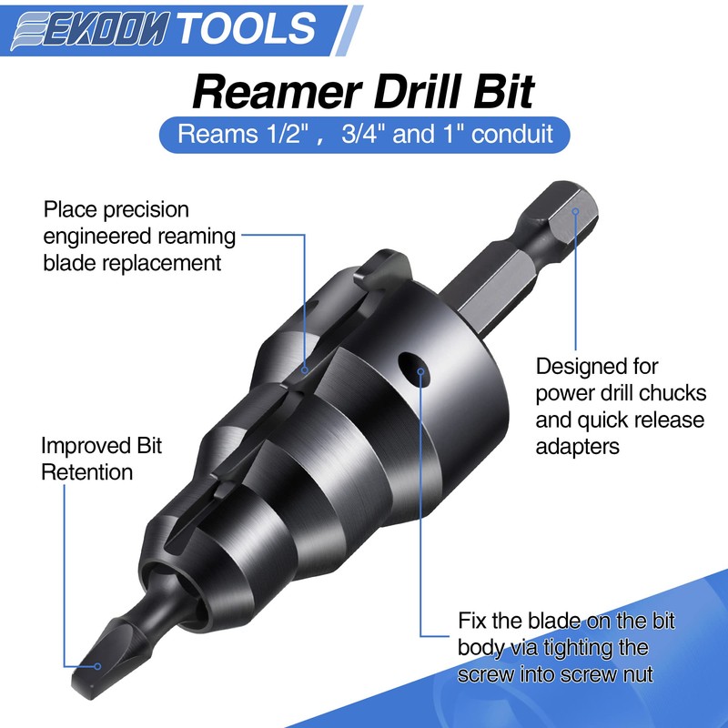 Feekoon Power Conduit Reamer with Improved Bit Retention, Reamer Tool