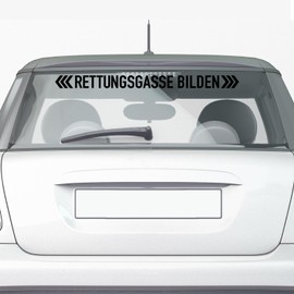 PrintAttack P002 "Rettungsgasse bilden" Car Sticker 60 cm Wide for Car Rear Window, (German language), Customisable, 070 Black