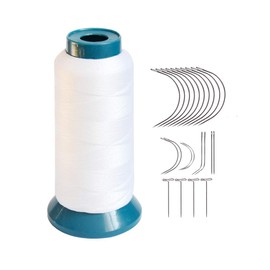 Hair Weaving Thread with C/J/I/T Needles 1500 Yards 210 D Strength Polyester Thread Sewing Thread for Making Wigs Hair Extension Kit (White)