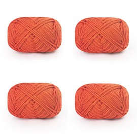 Orange Acrylic Yarn Anti-Split Crochet Yarn for Crocheting & Knitting - 4 Pack of 98yds/1.7oz