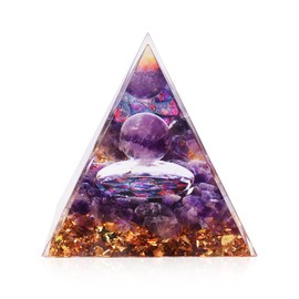 iSuperb Orgone Pyramid for Positive Energy,Orgonite Amethyst Healing Crystal Pyramids for Stress Reduce Healing Meditation Attract Wealth Lucky (Purple)