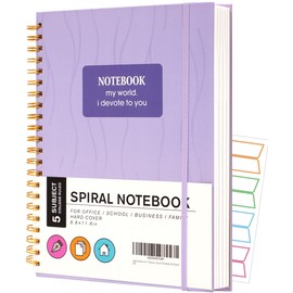 Yoment Subject Spiral Notebook 8.5 x 11 College Ruled Bound Journal Notebooks for Work 100 GSM Thick Paper Notebooks for Note Taking School Office Supplies, Purple