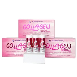 9YOUNG-BASIC 9 Young-Basic Collagen Liquid Drink 5000mg Plus Vitamin C Bundle Collagen Peptide & Vitamin Supplement - Reduces Wrinkles, Improves Sleep - Healthcare Beauty Colagen Dietary Fitness - Liquid + Tablet: 3 boxes + 3 pcs Peach