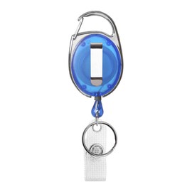 Karteo Yo-yo ID Badge Holder Extendable Blue [Pack of 1] ID Card with Carabiner Hook and Belt Clip and Vinyl Loop as ID Card Holder for Card Sleeves ID Sleeves