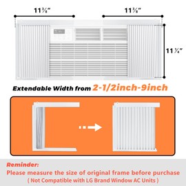 GCGOODS Window Air Conditioner Side Panels with Frame, Adjustable Window AC Side Panel Kit, Universal Fits for 5,000 BTU Window Air Conditioner Units, Window AC Side Panel with Frame