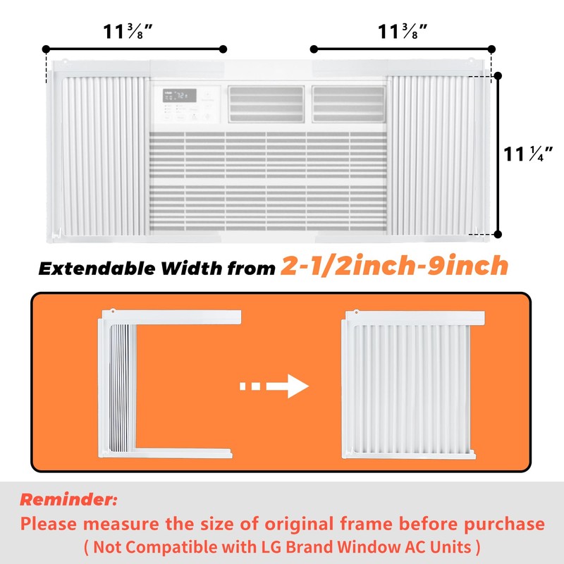 GCGOODS Window Air Conditioner Side Panels with Frame, Adjustable Window