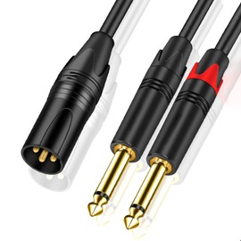Dual 1/4 inch to XLR Male Y Splitter Cable, tunghey Male XLR to Dual 6.35mm TS Mono Plug Microphone Audio Converter Adapter for mic, Mixer, Amplifier, Sound Card, KTV, Home Theater (1m)