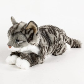Teddys Rothenburg Uni-Toys Cuddly Toy Cat Lying Grey / White Tabby 40 cm Plush Cat