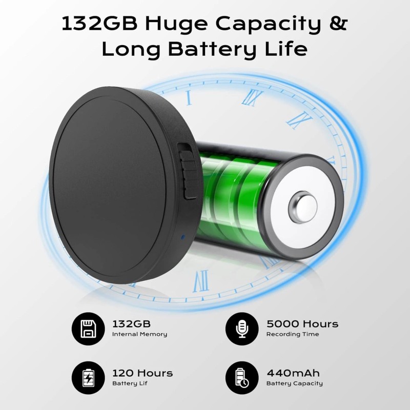 132G (9800 Hour) Voice Activated Recorder - Elasound Voice Recorder