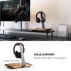 WILDMOS Headphone Stand for Desk,Acacia Wood Tray with Headphone Holder,Gaming