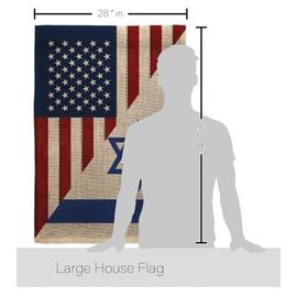 Breeze Decor Bandera de Israel US Israeli American Flags for Outside 3x5 Burlap Banner Pack Room Door Outdoor Poster Indoor Vintage Tapestry Grandma Gifts Wall Hanging, Jewish Decorations Made in USA