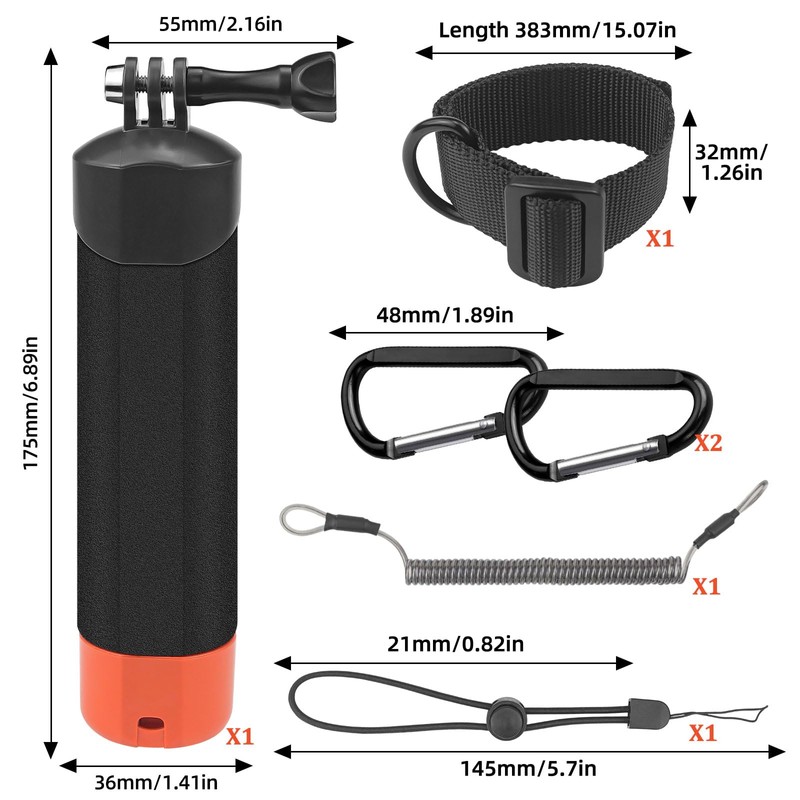 Float Handle, Action Cam Accessory Handler for Go Pro Hero