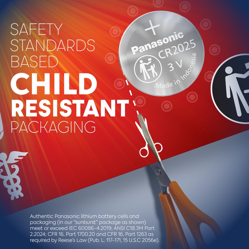 Panasonic CR2025 3.0 Volt Long Lasting Lithium Coin Cell Batteries