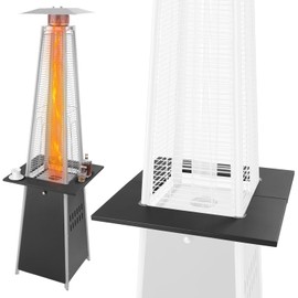 Aspect Living Pyramid Flame Patio Heater Accessory Table, Steel Construction, Add More Functionality, Sturdy Place for Drinks - Black