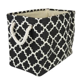DII Polyester Container with Handles, Lattice Storage Bin, Medium, Black Lattice
