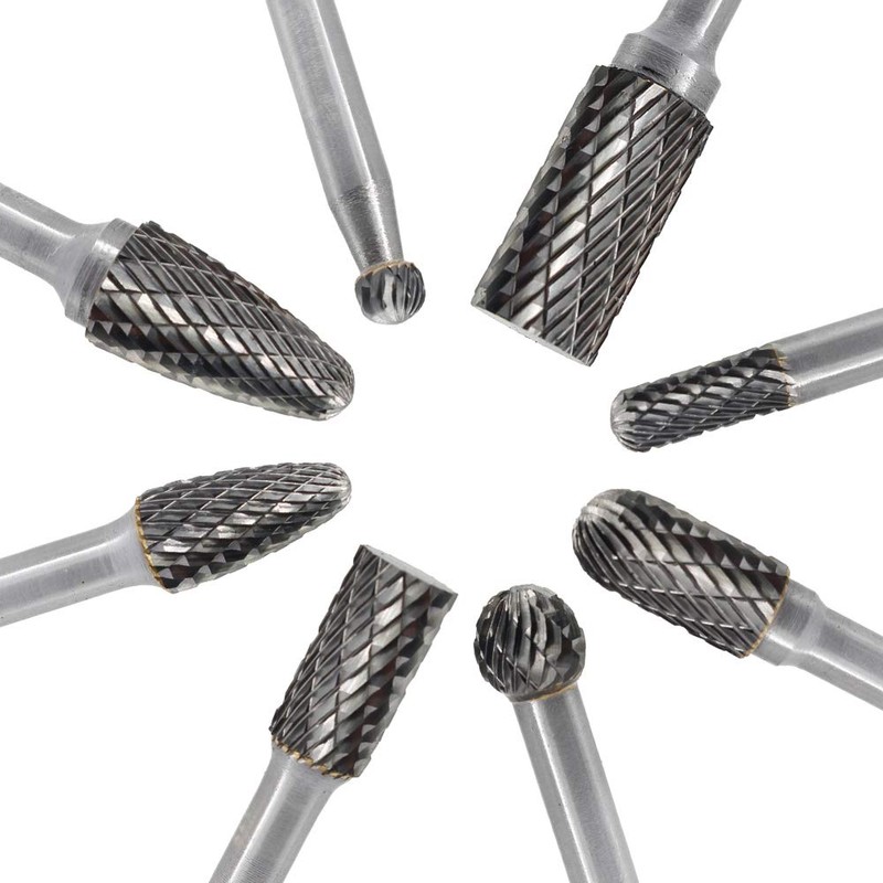 Carbide Burr Set 8pcs 1/4 Inch Shank Diameter Double Cut