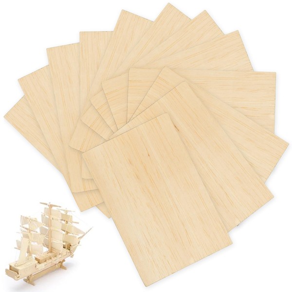 MoTrent 20Pack Balsa Wood Sheets 150 x 100 x 2 mm Thin Natural Wood Color Unfinished Wooden Sheets Board for Craft Making Mini House Airplane Ship Boat Wooden Plate Model