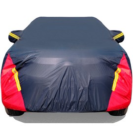 Car Cover Waterproof All Weather for Automobiles, 6 Layers Outdoor Full Exterior Cover Rain Sun UV Snowproof Protection with Zipper Cotton, Mirror Pocket for SUV (191-201 inch)