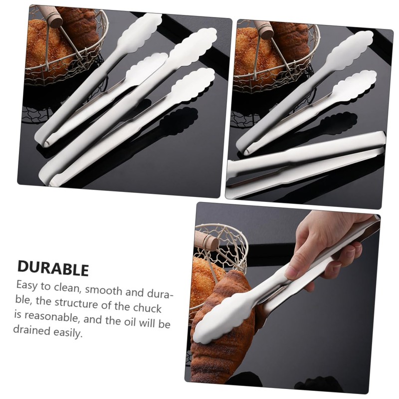 NOLITOY 2pcs Stainless Steel Food Clips Sturdy Barbecue Clamp Steak