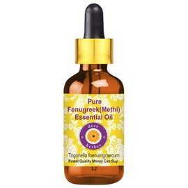 Deve Herbes Pure Fenugreek(Methi) Essential Oil (Trigonella foenumgraecum) with Glass Dropper Steam Distilled 30ml (1 oz)