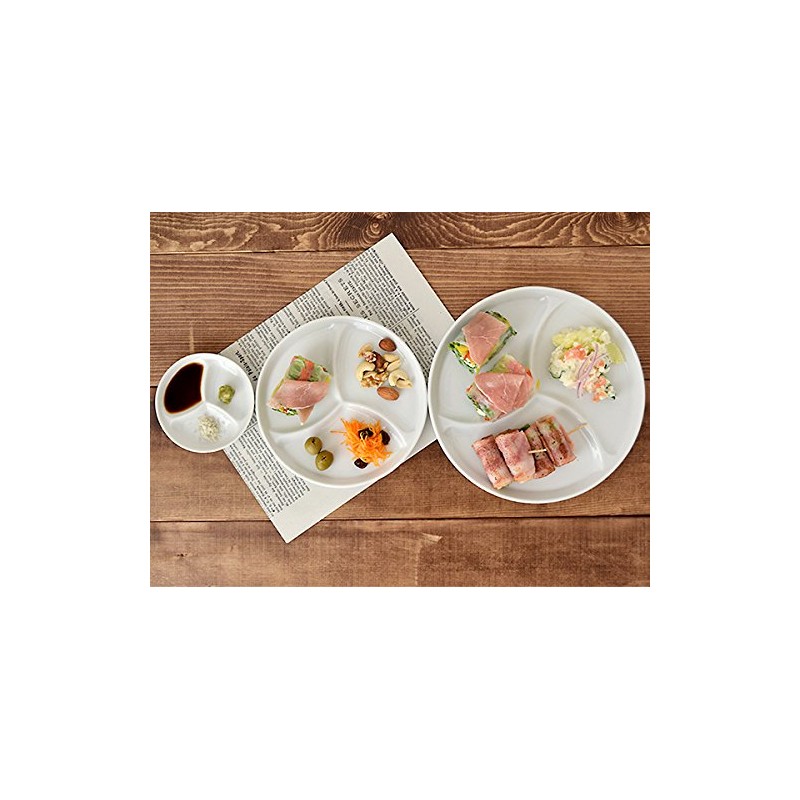 Tableware East Divider Dish Small Snack Plate 2 Dividers White