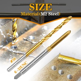 RURITKIT 6-32 UNC Tap and #36 Drill Bit Kit, M2 HSS Drill and Tap Set, Combination of Drill and Tap Kit for Metal