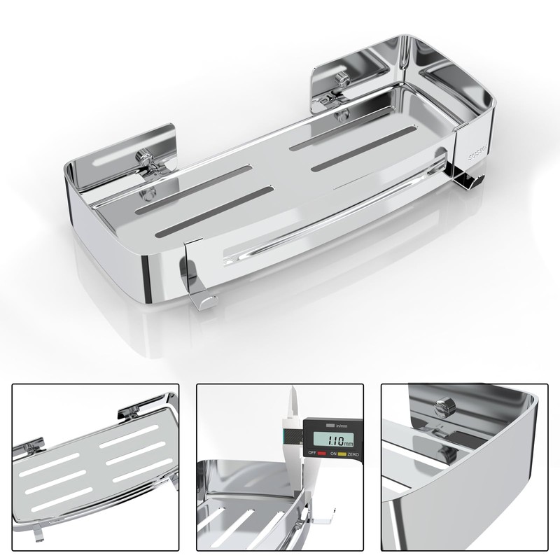 Shower Corner Shelf, Bathroom Shelves, Rustproof Thickened Stainless steel, Wall