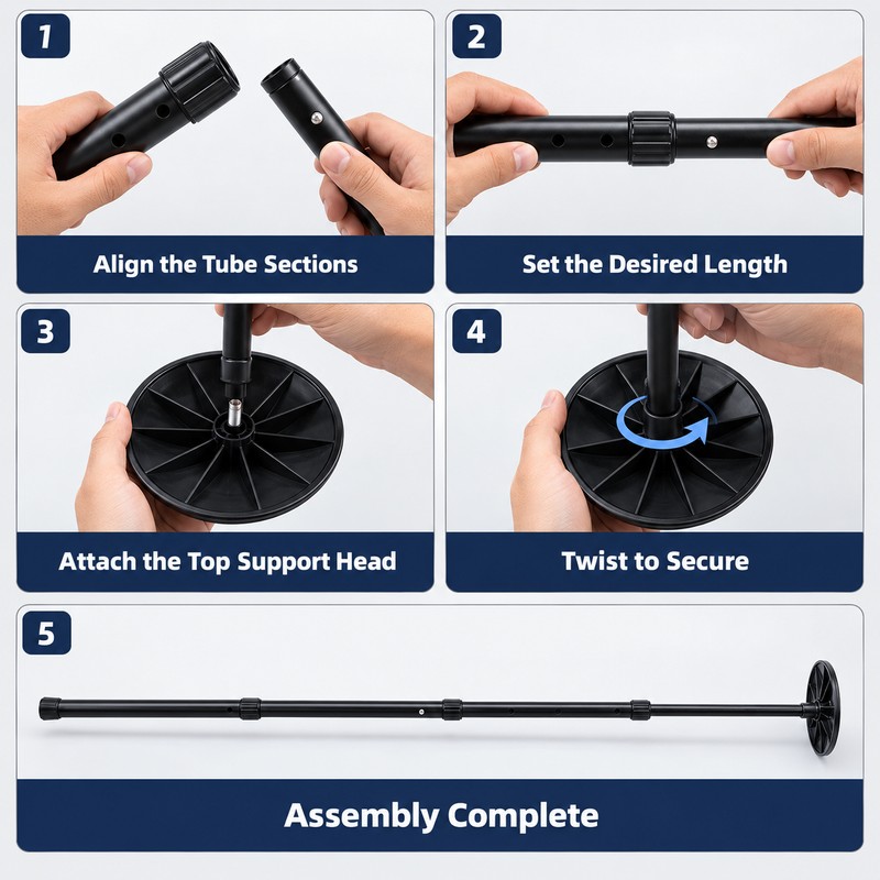 Golf Bag Support Rod for Travel and Storage – 4-Section